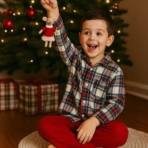 Crewcuts Plaid Button Front Pajama Top Boys 6–7 Cozy Sleepwear